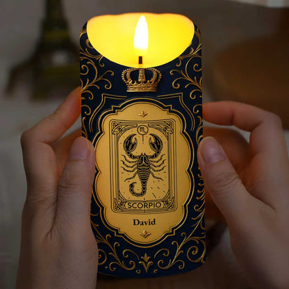 To My Brother, The Greatest Gift, Zodiac Sign And Crown Design - Personalized Custom LED Candle - FAM665_LECA