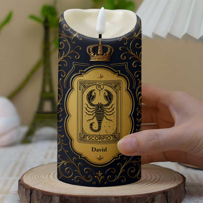 To My Brother, The Greatest Gift, Zodiac Sign And Crown Design - Personalized Custom LED Candle - FAM665_LECA