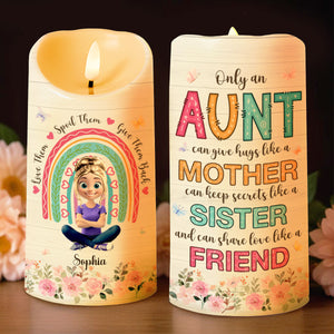 Only An Aunt Can Give Hugs Like A Mother And Share Love - Personalized Custom LED Candle - FAM678_LECA