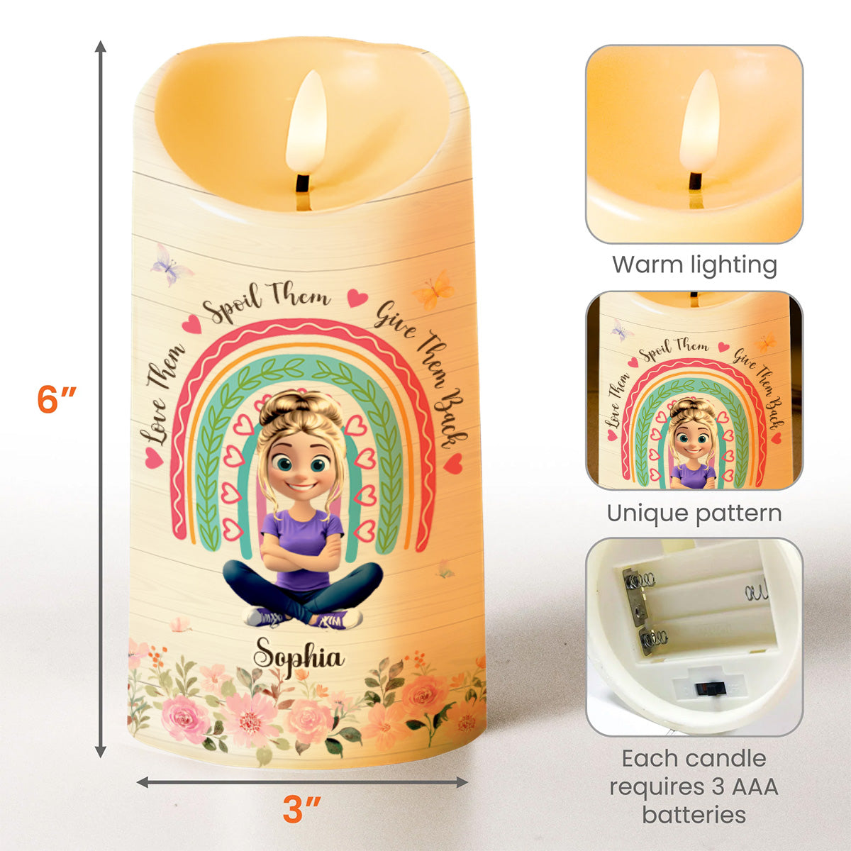 Only An Aunt Can Give Hugs Like A Mother And Share Love - Personalized Custom LED Candle - FAM678_LECA