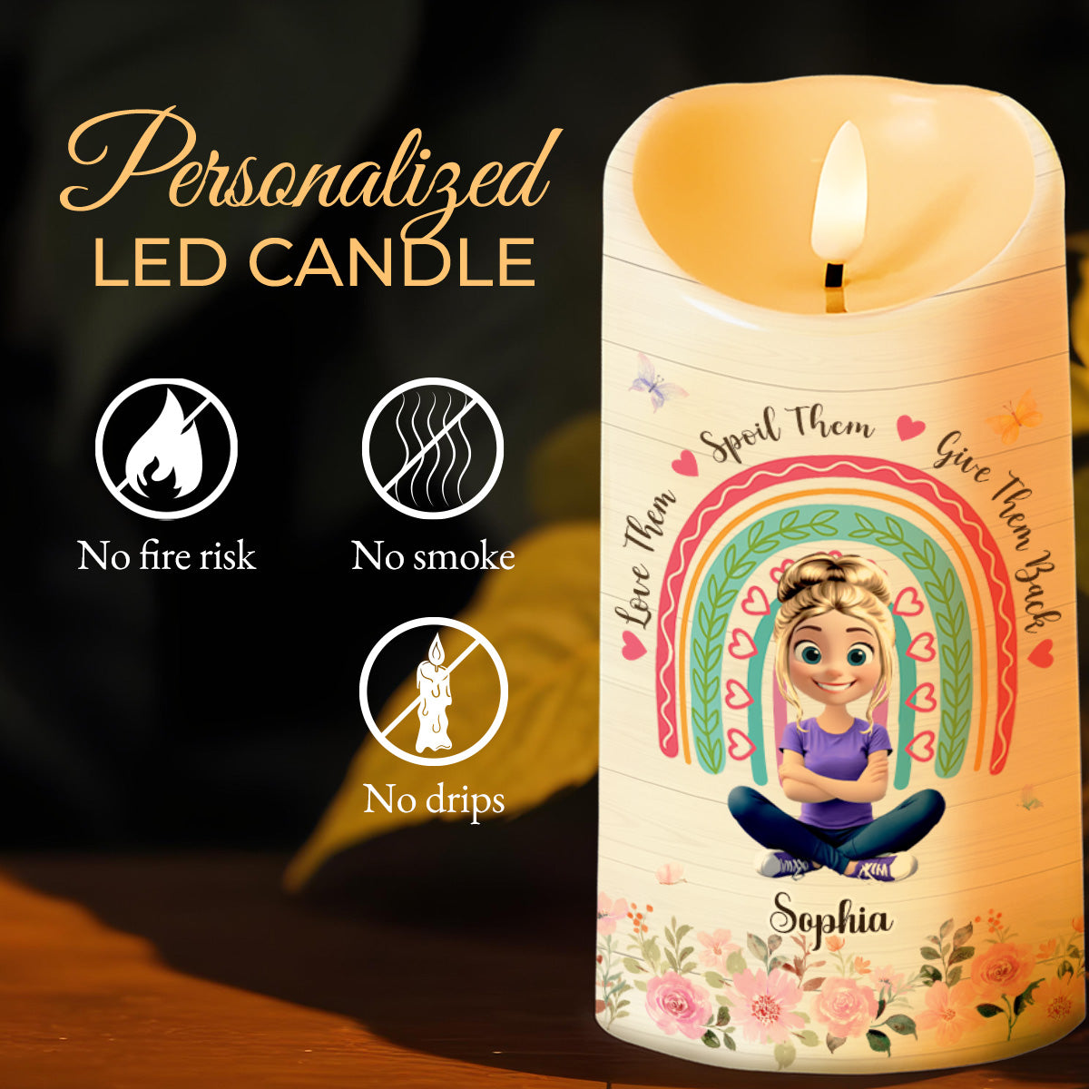Only An Aunt Can Give Hugs Like A Mother And Share Love - Personalized Custom LED Candle - FAM678_LECA