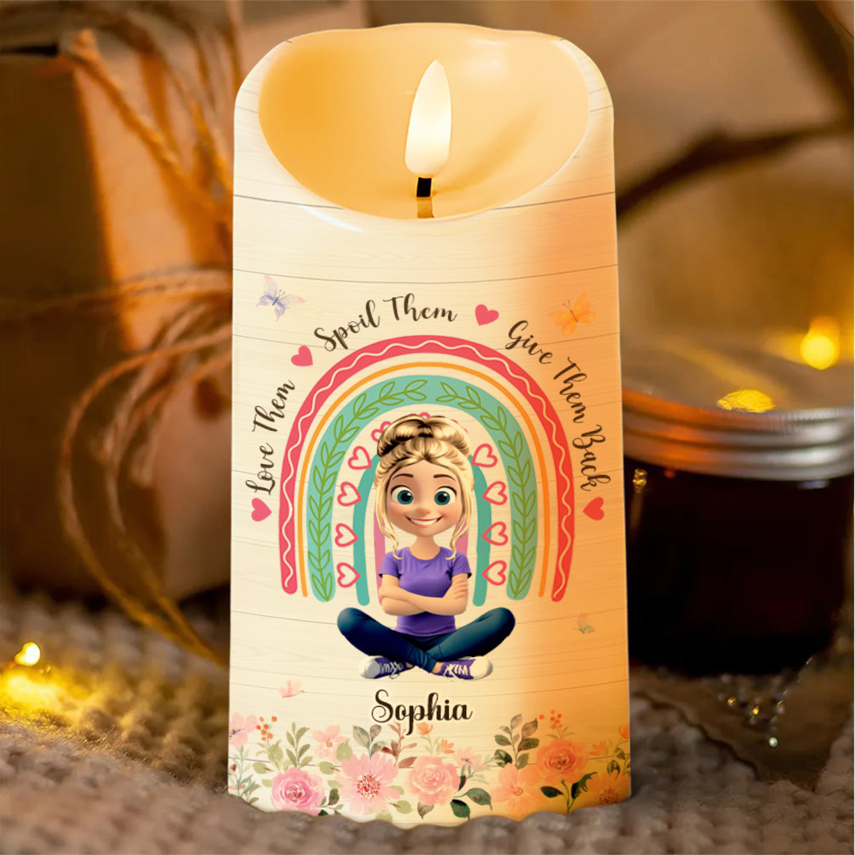 Only An Aunt Can Give Hugs Like A Mother And Share Love - Personalized Custom LED Candle - FAM678_LECA