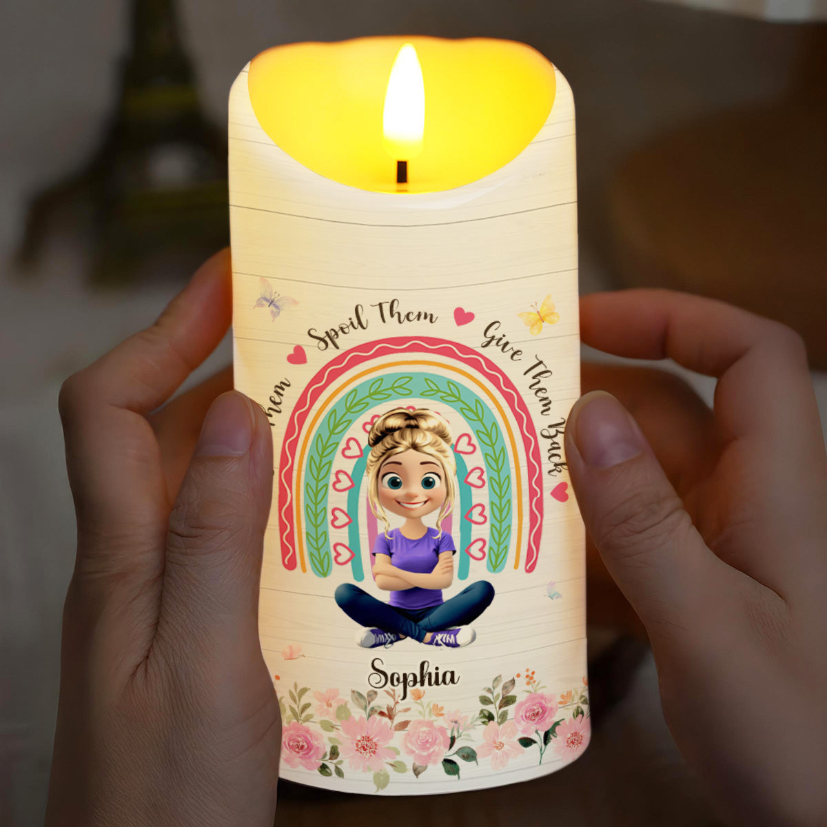 Only An Aunt Can Give Hugs Like A Mother And Share Love - Personalized Custom LED Candle - FAM678_LECA