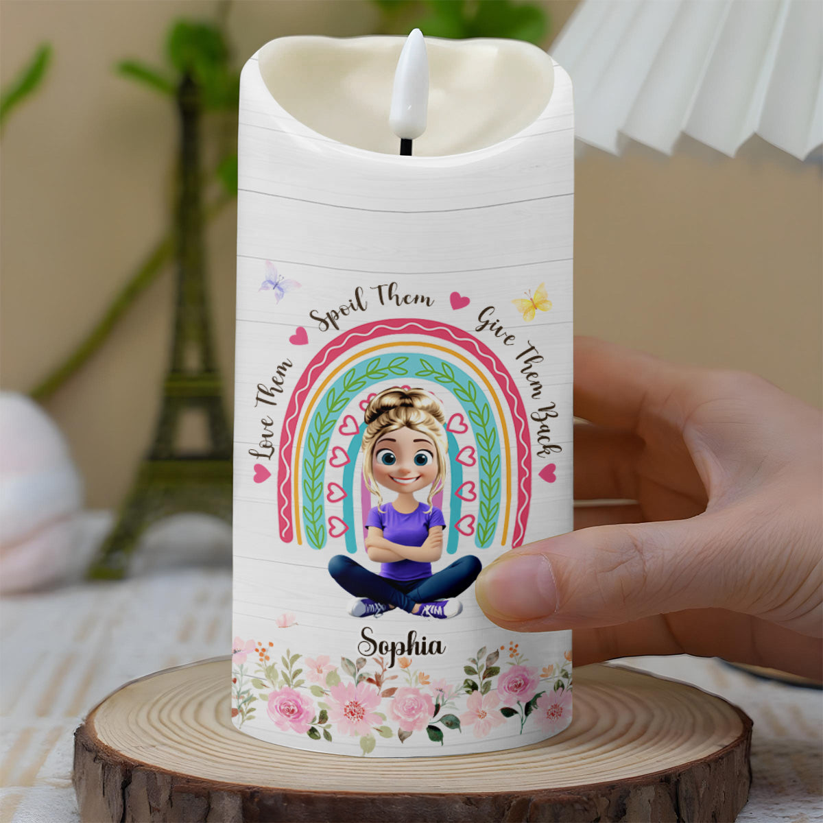 Only An Aunt Can Give Hugs Like A Mother And Share Love - Personalized Custom LED Candle - FAM678_LECA