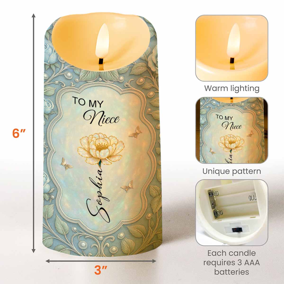 To My Niece, Always Remember How Much I Love You - Personalized Custom LED Candle - FAM684_LECA
