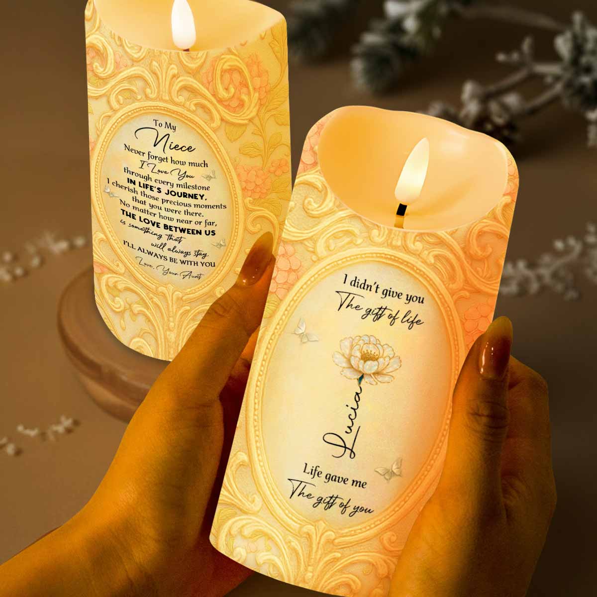 To My Niece Never Forget How Much I Love You - Personalized Custom LED Candle - FAM688_LECA
