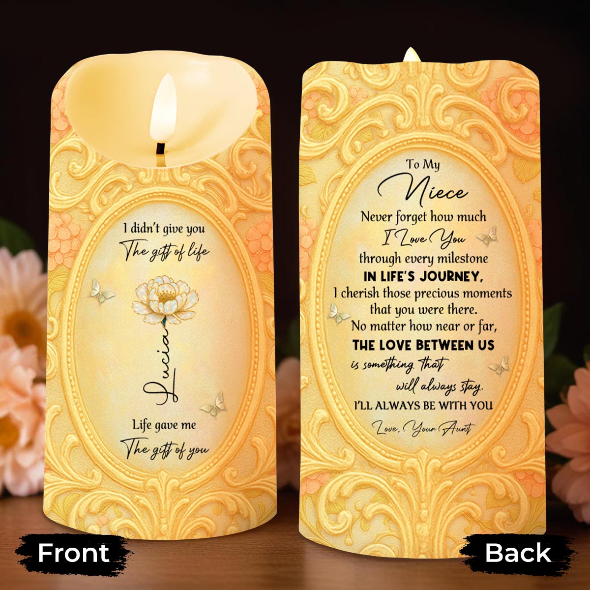 To My Niece Never Forget How Much I Love You - Personalized Custom LED Candle - FAM688_LECA