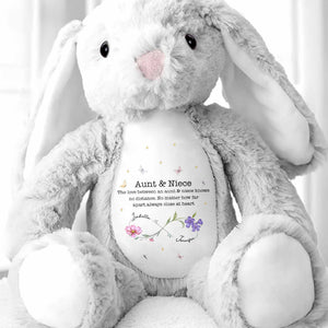 The Love Between An Aunt & Niece, Flowers And Butterflies - Personalized Stuffed Bunny - FAM744_BUN