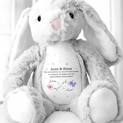 The Love Between An Aunt & Niece, Flowers And Butterflies - Personalized Stuffed Bunny - FAM744_BUN