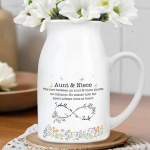 Love Between Aunt & Niece, Flowers And Butterflies - Personalized Ceramic Flower Vase