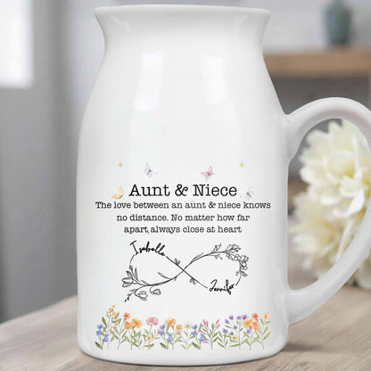 Love Between Aunt & Niece, Flowers And Butterflies - Personalized Ceramic Flower Vase
