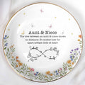Love Between Aunt & Niece, Floral And Butterfly Design - Personalized Custom Jewelry Dish, Ceramic Dish, Round Shape - FAM744_RCRF