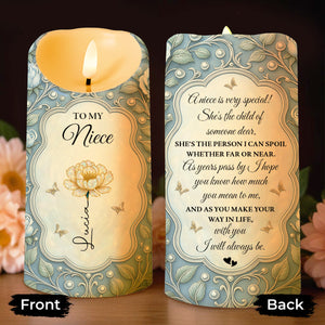To My Niece, Flower And Butterflies Design - Personalized Custom LED Candle - FAM747_LECA