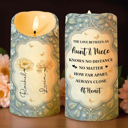 The Love Between An Aunt & Niece, Flowers And Butterflies - Personalized Custom LED Candle - FAM765_LECA
