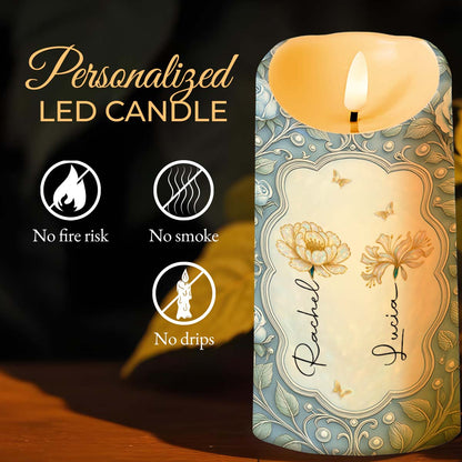 The Love Between An Aunt & Niece, Flowers And Butterflies - Personalized Custom LED Candle - FAM765_LECA