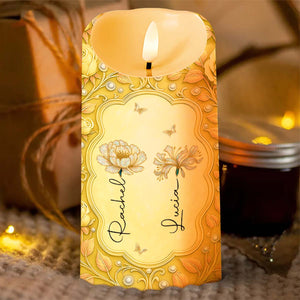The Love Between An Aunt & Niece, Flowers And Butterflies - Personalized Custom LED Candle - FAM765_LECA
