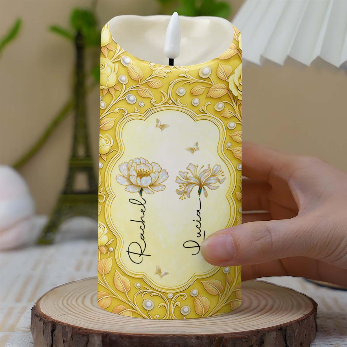 The Love Between An Aunt & Niece, Flowers And Butterflies - Personalized Custom LED Candle - FAM765_LECA