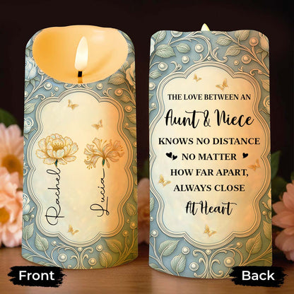 The Love Between An Aunt & Niece, Flowers And Butterflies - Personalized Custom LED Candle - FAM765_LECA