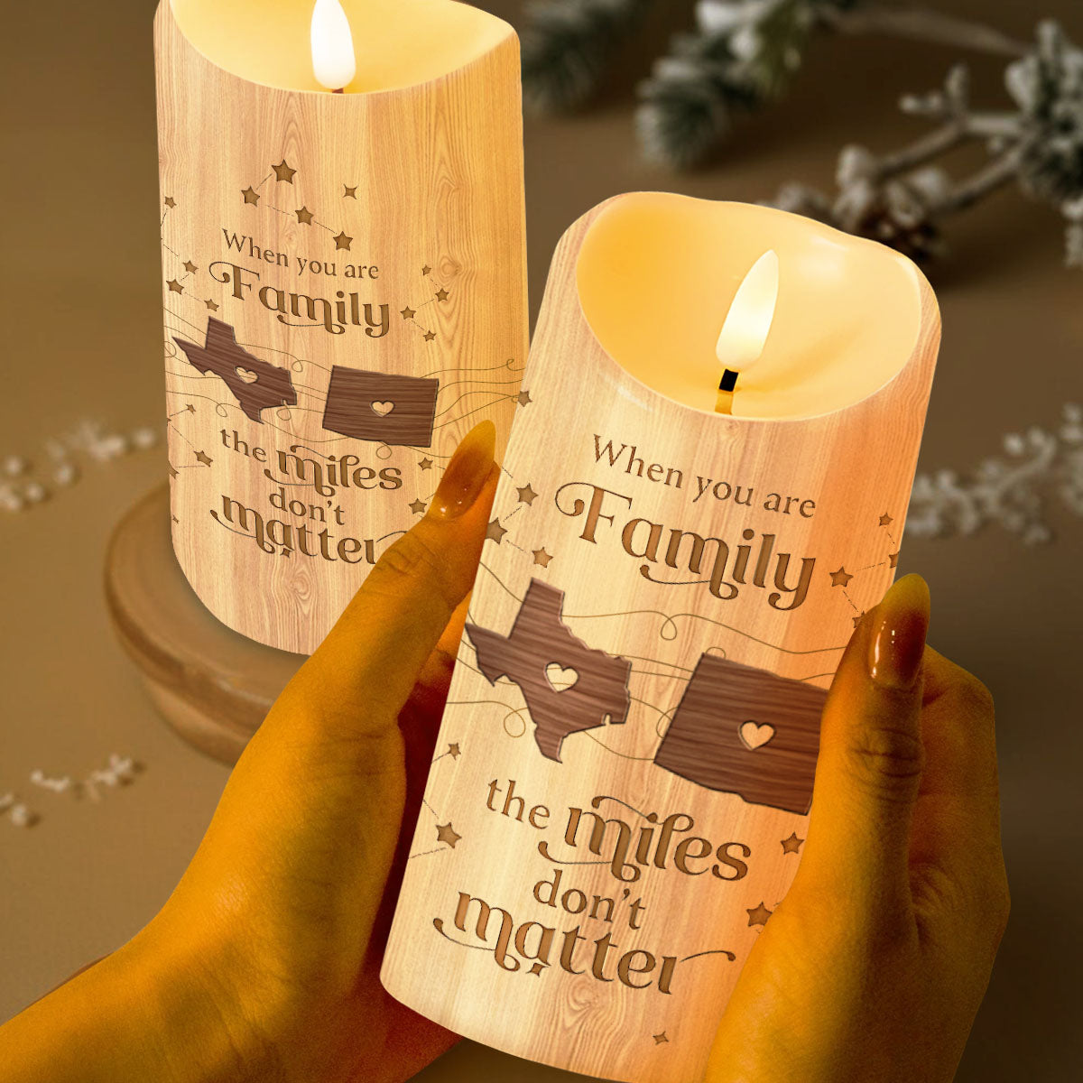 When You Are Family The Miles Don't Matter - Personalized Custom LED Candle - FAM774_LECA