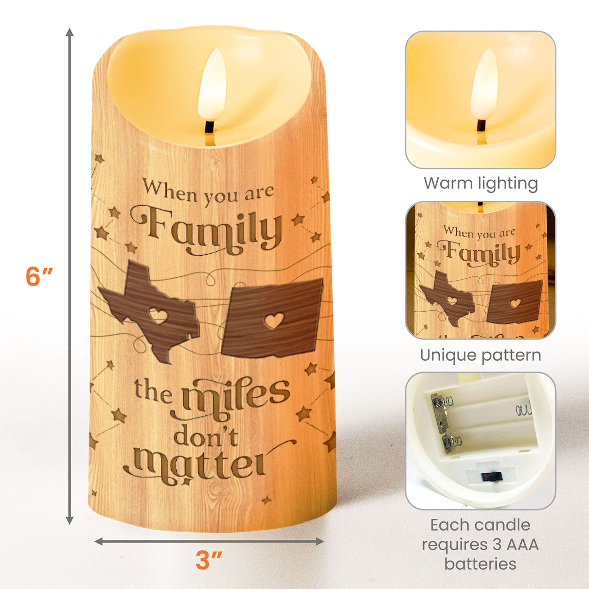 When You Are Family The Miles Don't Matter - Personalized Custom LED Candle - FAM774_LECA