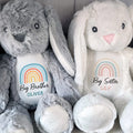Big Brother Colorful Rainbow Design Plush Toy - Personalized Stuffed Bunny - FAM835_BUN
