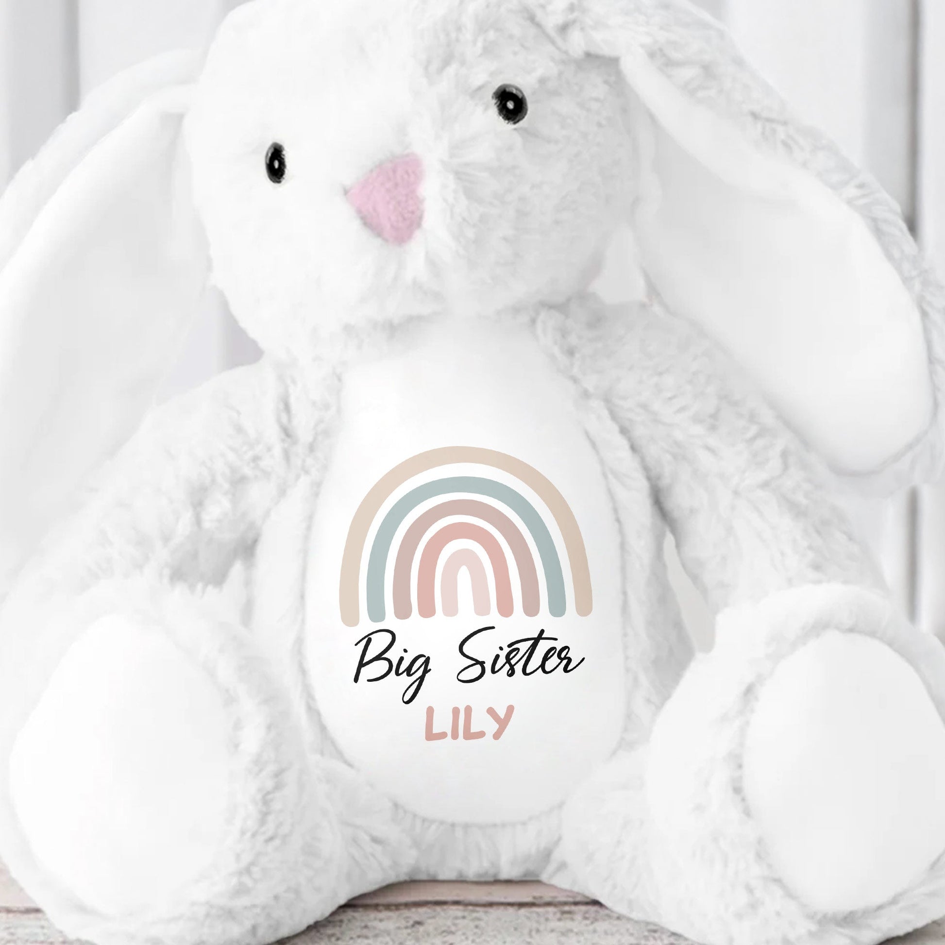 Big Brother Colorful Rainbow Design Plush Toy - Personalized Stuffed Bunny - FAM835_BUN