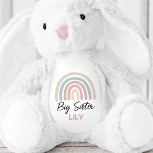 Big Brother Colorful Rainbow Design Plush Toy - Personalized Stuffed Bunny - FAM835_BUN