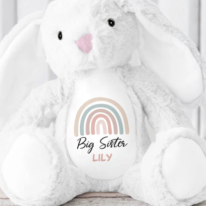 Big Brother Colorful Rainbow Design Plush Toy - Personalized Stuffed Bunny - FAM835_BUN