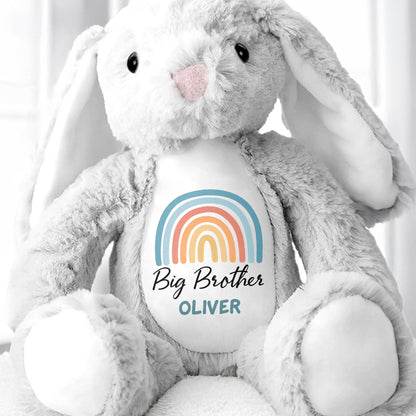 Big Brother Colorful Rainbow Design Plush Toy - Personalized Stuffed Bunny - FAM835_BUN