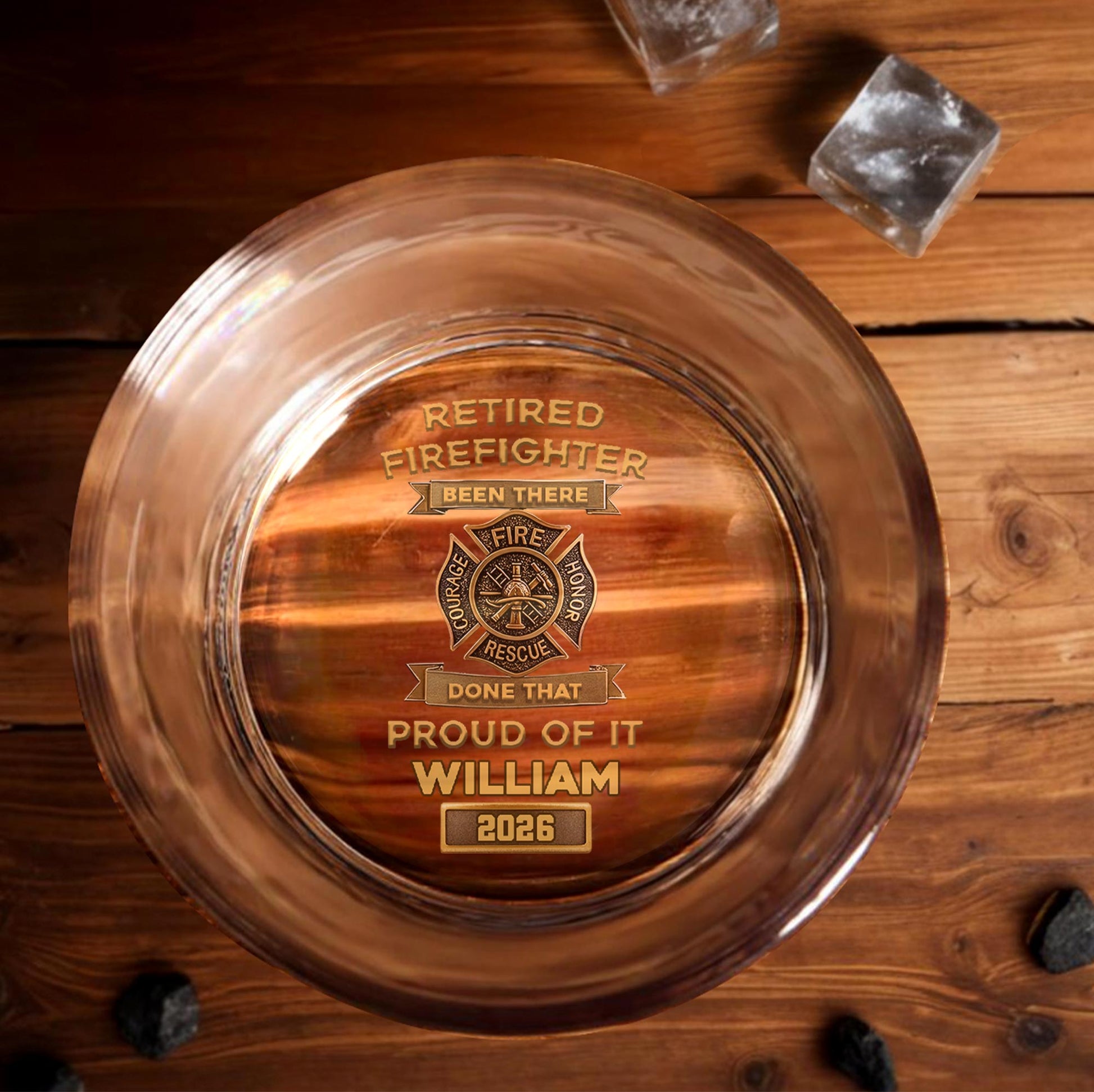 Retired Firefighter Been There Done That Proud of It - Personalized Engraved Whiskey Glass - FIF046_EWG