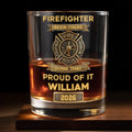 Firefighter Been There Done That Badge - Personalized Custom Whiskey Glass - FIF059_RWG