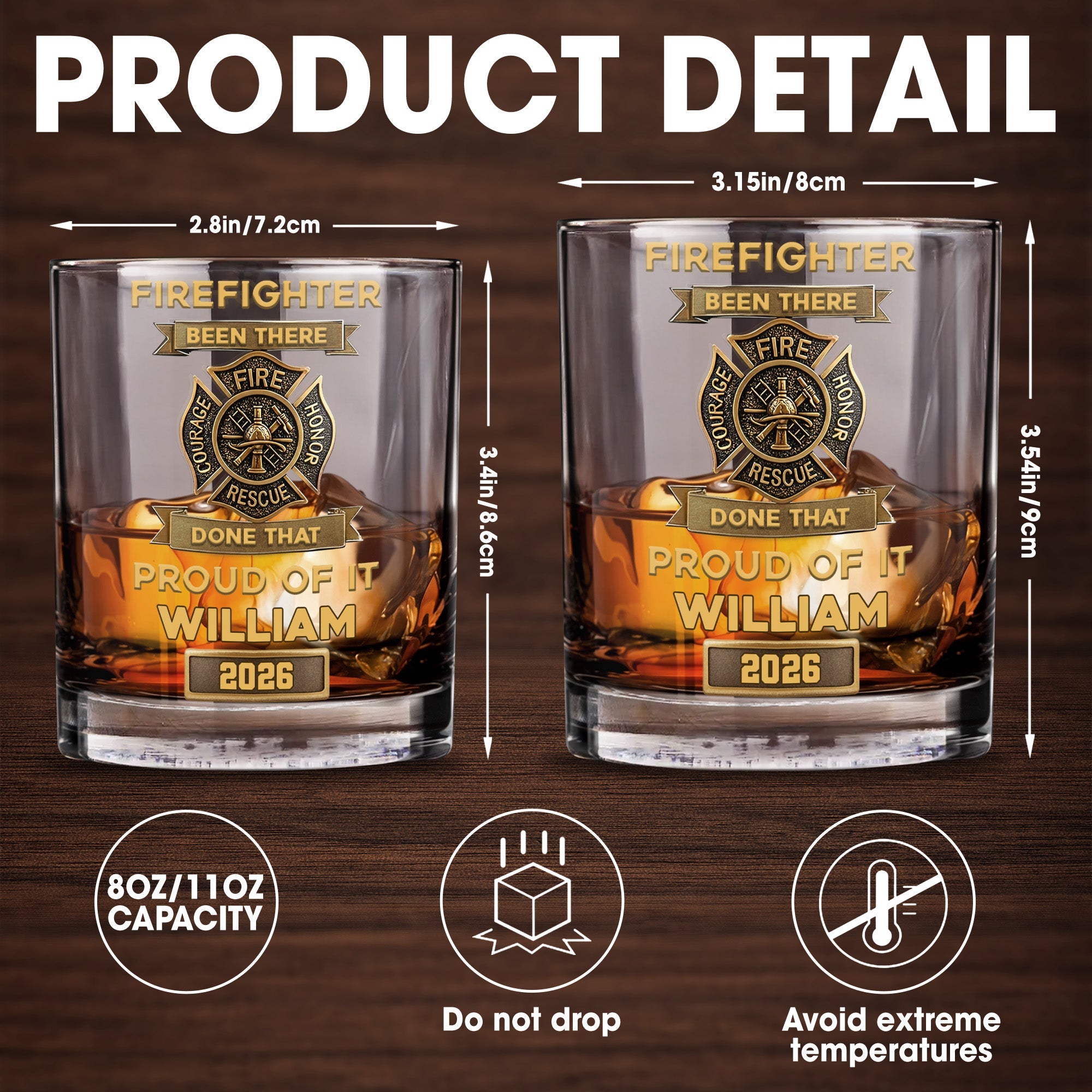 Firefighter Been There Done That Badge - Personalized Custom Whiskey Glass - FIF059_RWG