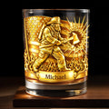A Hero In Action Serving With Courage Firefighter And American Flag - Personalized Custom Whiskey Glass - FIF060_RWG
