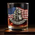 Honor Service Sacrifice Firefighter With American Flag And Axe - Personalized Custom Whiskey Glass - FIF095_RWG