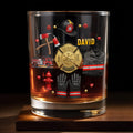 Firefighter Courage With 3D Golden Badge And Firefighter Gear Symbols - Personalized Custom Whiskey Glass - FIF106_RWG