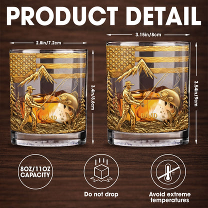 Custom Fishing Moments With Fisherman and Fish - Personalized Custom Whiskey Glass - FISH005_RWG
