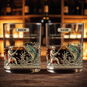 A Good Cast Is Like A Good Whiskey, Whiskey Glass For Fishing Enthusiasts - Personalized Custom Whiskey Glass - FISH020_RWG