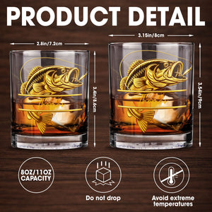 Legendary Catch Fishing Design With Bass Fish - Personalized Custom Whiskey Glass - FISH021_RWG