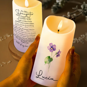Illuminate Your Space With The Beauty Of Violets - Personalized Custom LED Candle - FM006_LECA