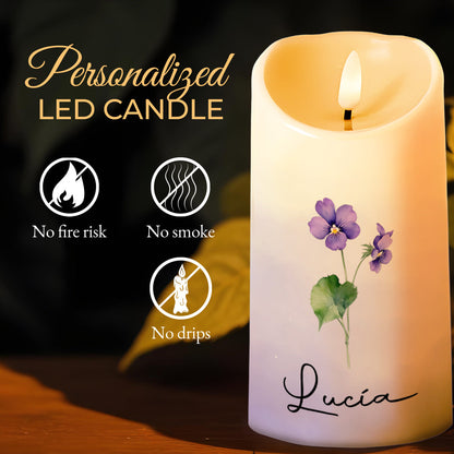 Illuminate Your Space With The Beauty Of Violets - Personalized Custom LED Candle - FM006_LECA