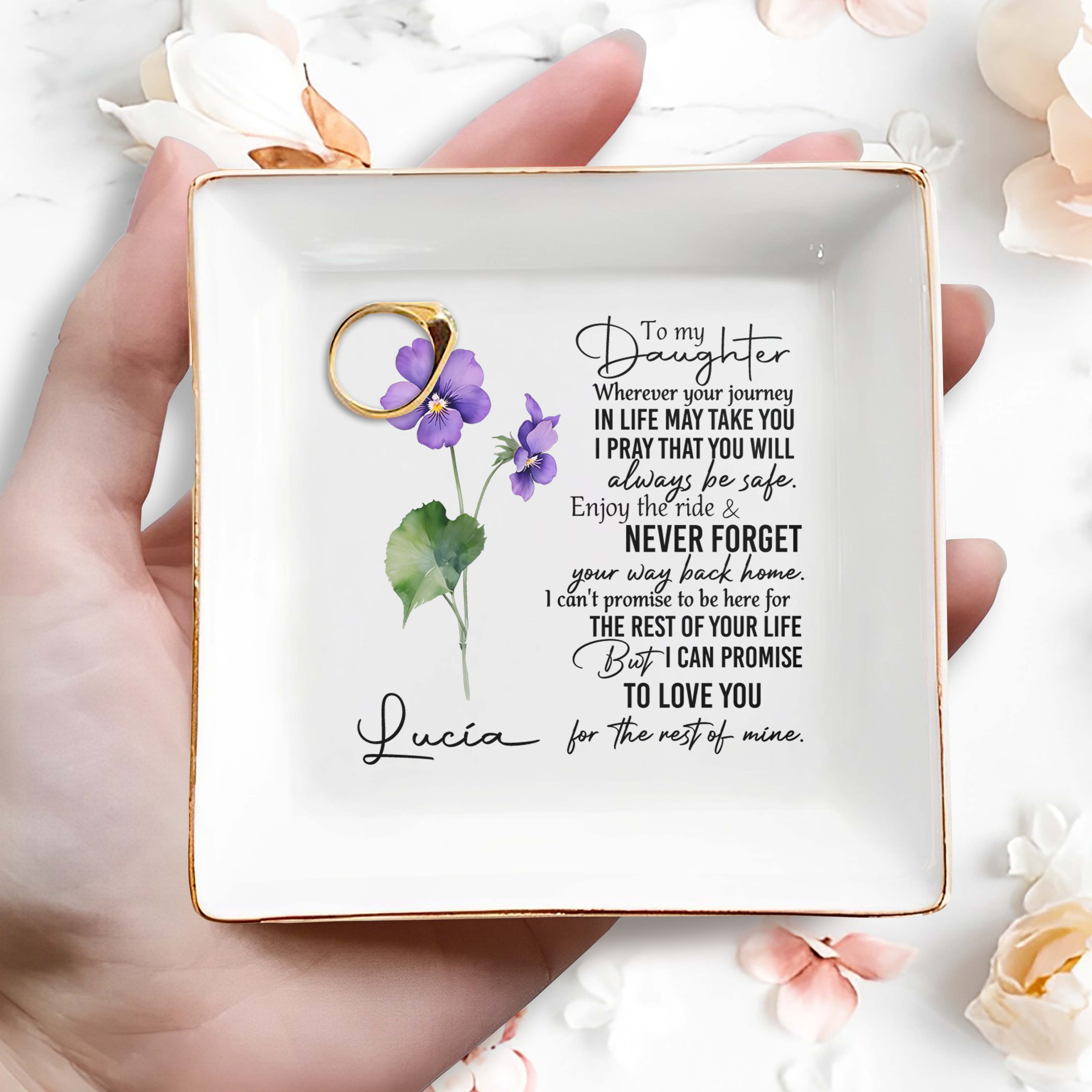 To My Daughter, Wherever Your Journey - Personalized Custom Jewelry Dish - FM016_SCRD