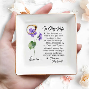 To My Wife, You'Re My Whole World - Personalized Custom Jewelry Dish - FM026_SCRD