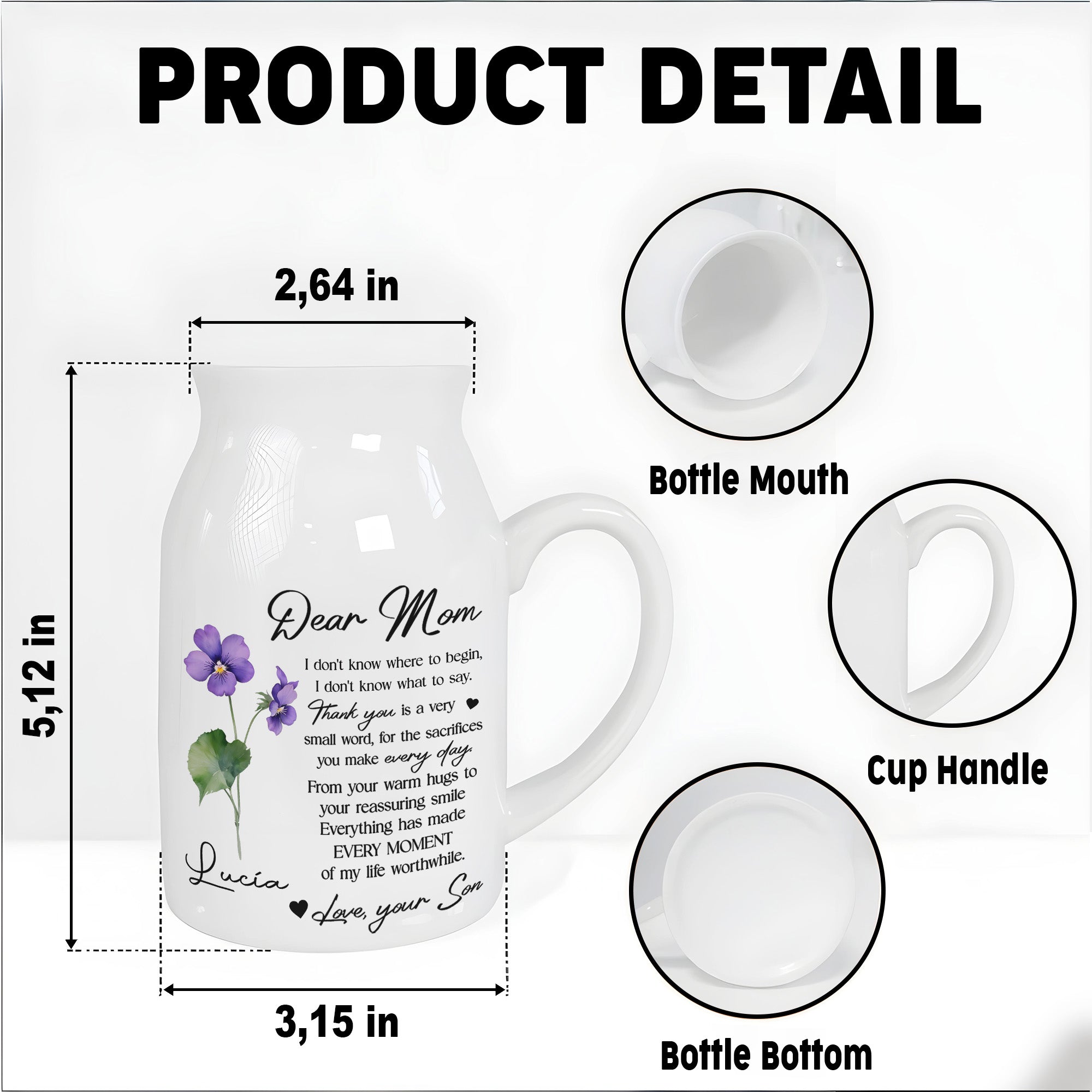 Dear Mom, I Don't Know Where To Begin, Flowers - Personalized Ceramic Flower Vase
