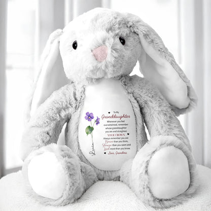 To My Granddaughter, Whenever You Feel Overwhelmed, Remember Who You Are, Flowers - Personalized Stuffed Bunny - FM032_BUN