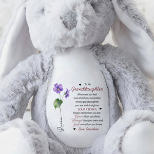 To My Granddaughter, Whenever You Feel Overwhelmed, Remember Who You Are, Flowers - Personalized Stuffed Bunny - FM032_BUN