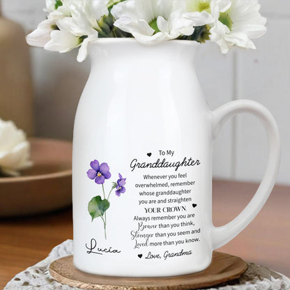 Straighten Your Crown Granddaughter Flower Vase - Personalized Ceramic Flower Vase