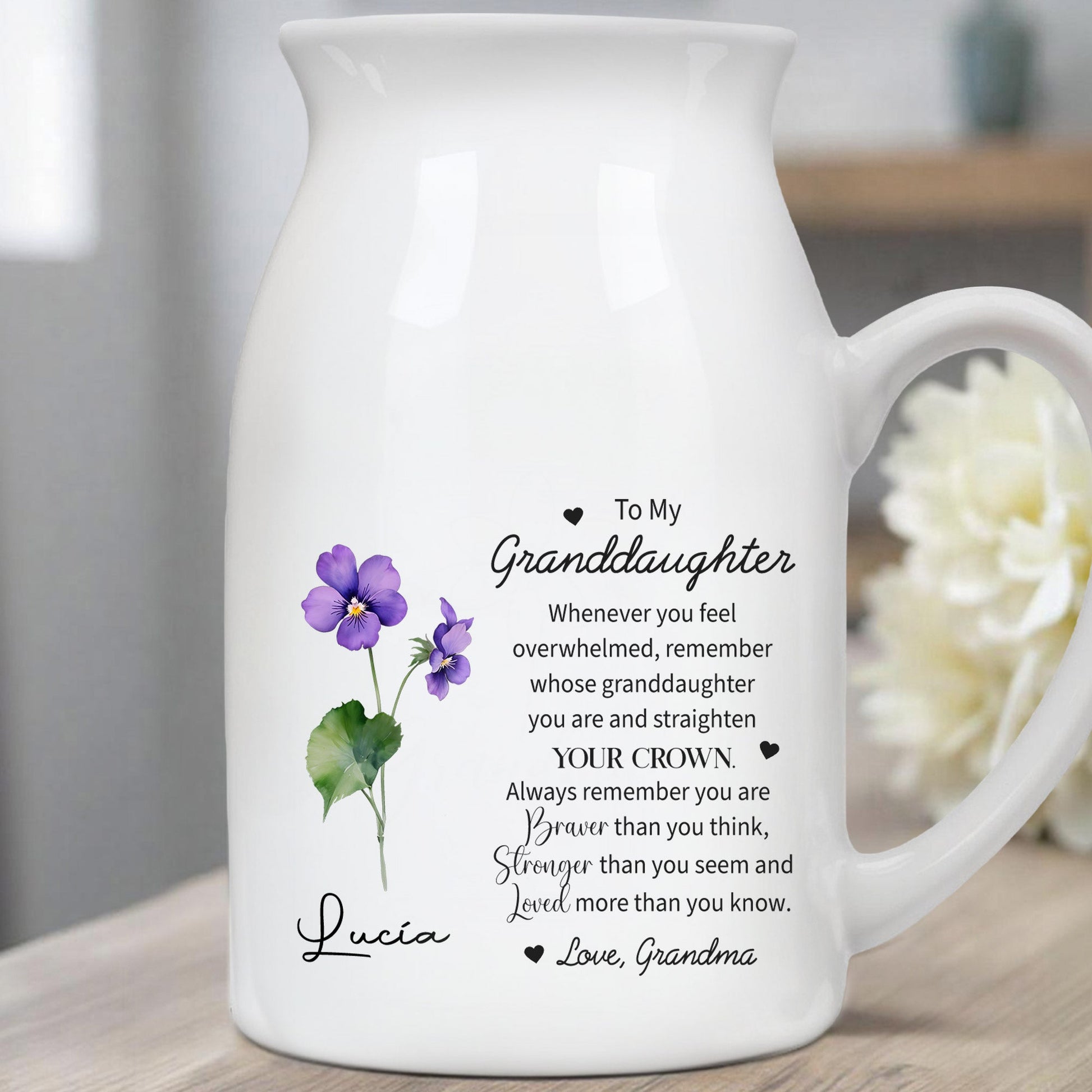 Straighten Your Crown Granddaughter Flower Vase - Personalized Ceramic Flower Vase