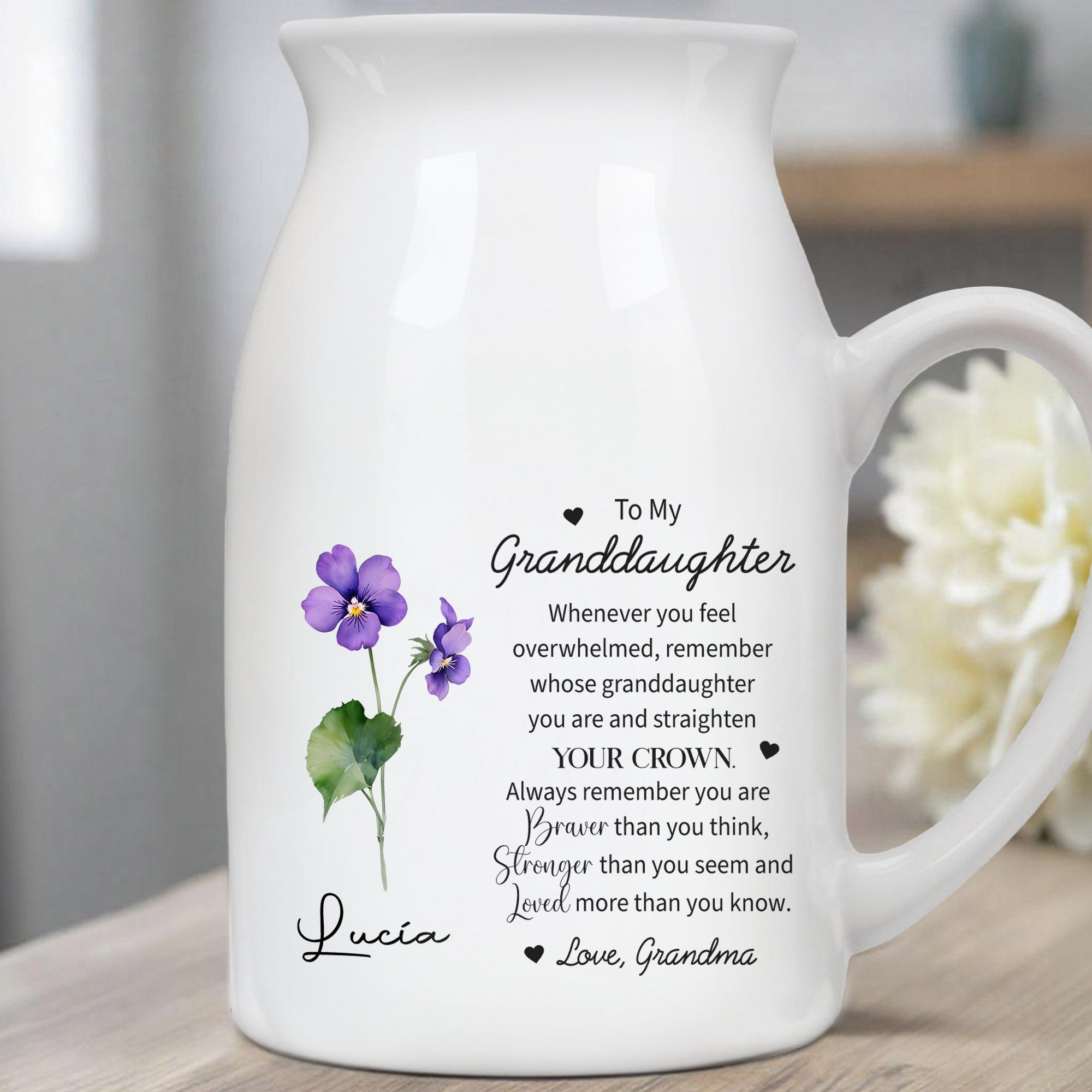 Straighten Your Crown Granddaughter Flower Vase - Personalized Ceramic Flower Vase
