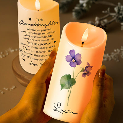 Straighten Your Crown, Granddaughter Encouragement Candle - Personalized Custom LED Candle - FM032_LECA