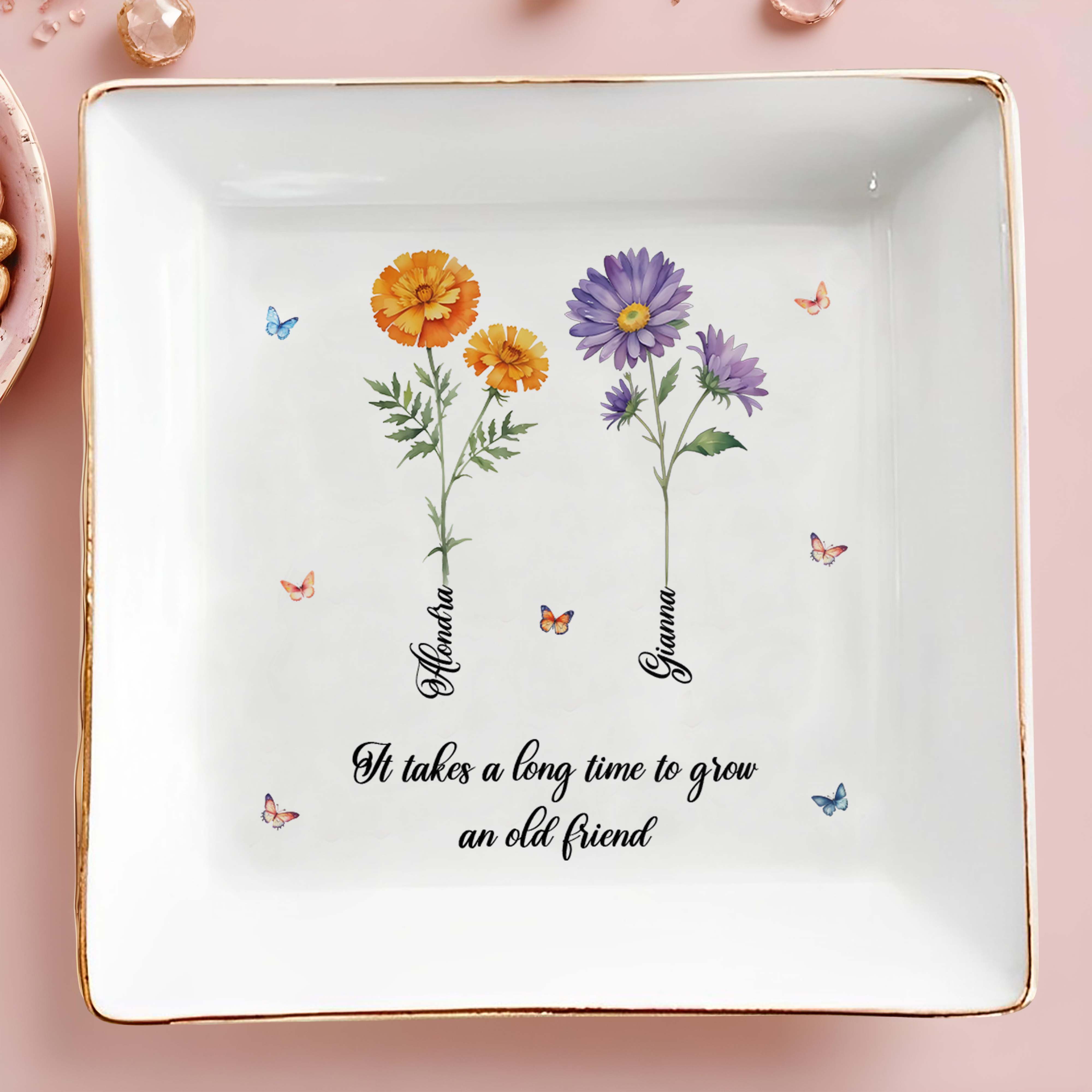 If Friends Were Flowers I'd Pick You - Personalized Custom Jewelry Dish - FM037_SCRD